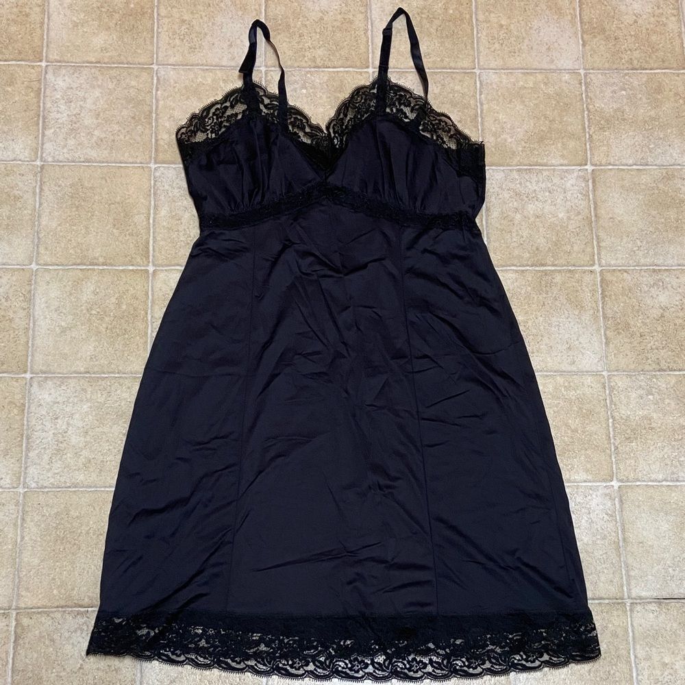 VTG,Gaymode Penney Elegant Black Lace Slip Dress Size 36